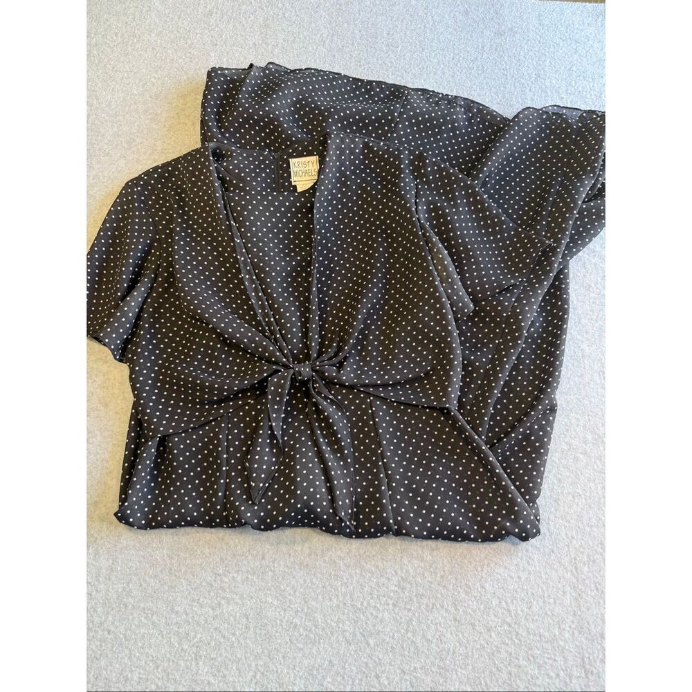 vtg 80’s Kristy Michaels polka dot tie front dress 12
